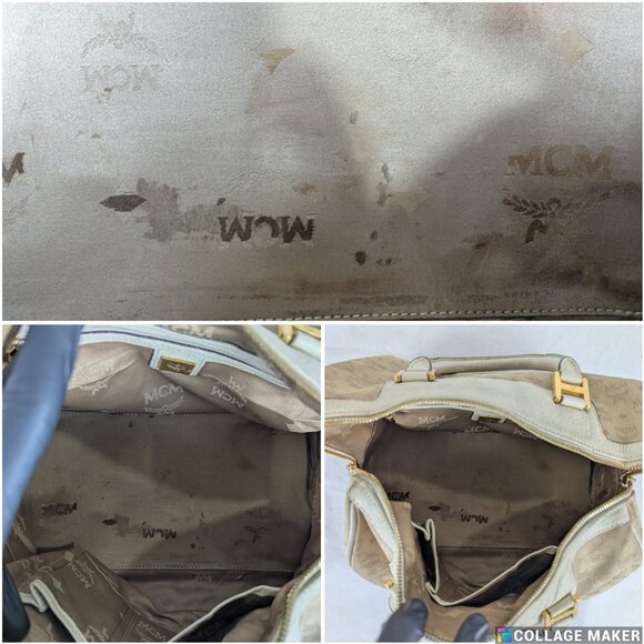 MCM Munchen Visetos Coated Canvas Bowler Monogram Beige Top Handle Charm BAG - Picture 3 of 16